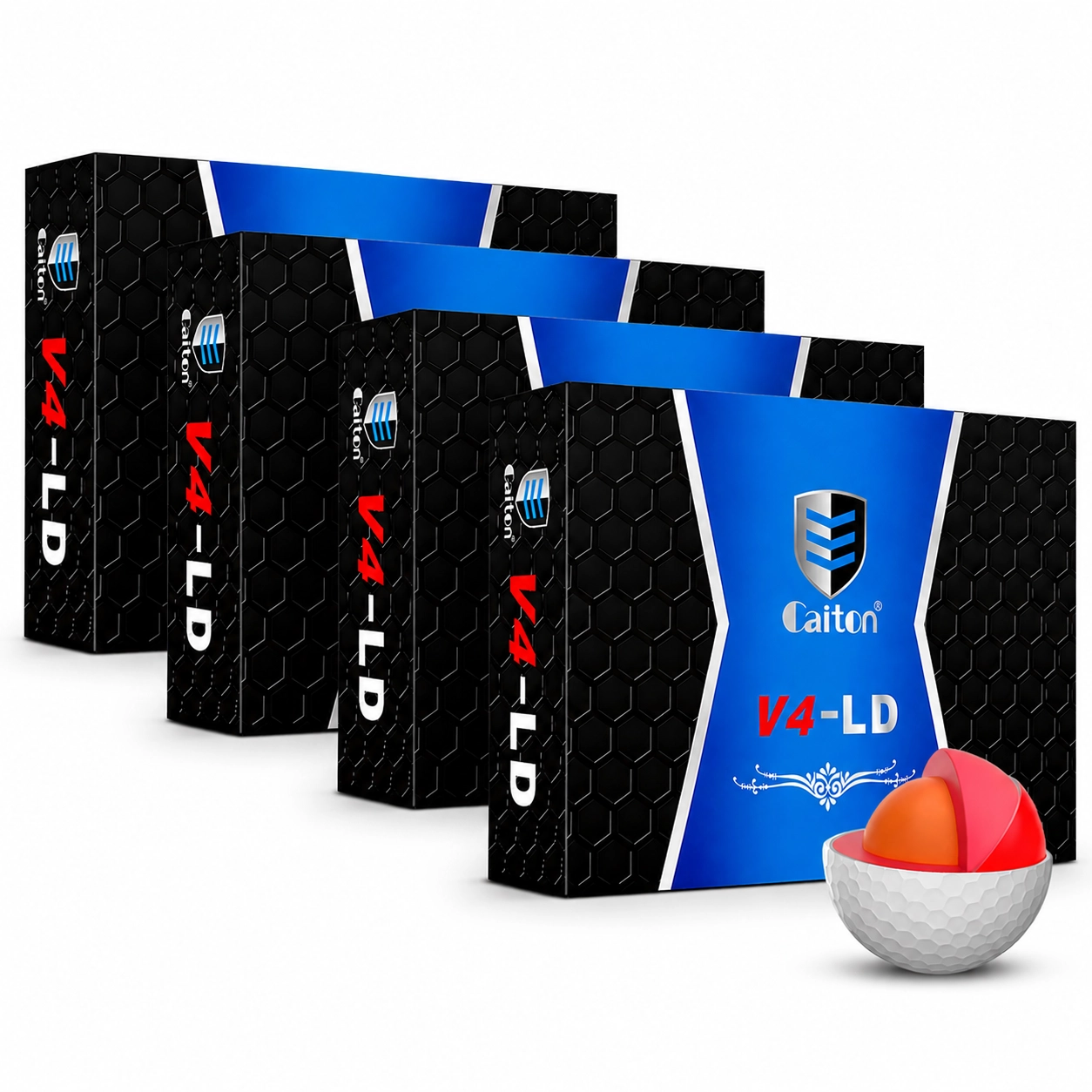 Caiton Pro 4-Layer Tournament Golf Balls – 4 Boxes
